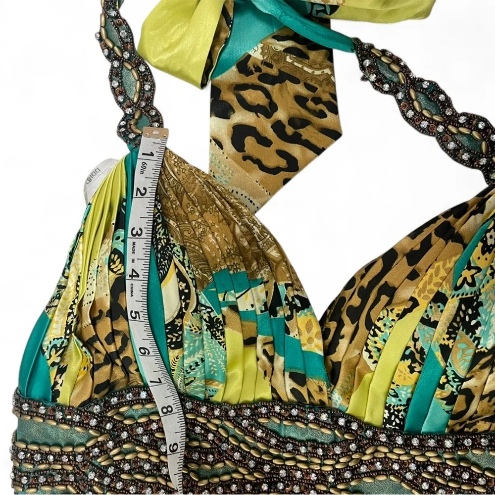 BICICI. Vibrant Multicolor Halter Maxi Dress with “matching shawl/wrap.”
Size. L - Picture 5 of 16